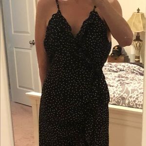 Cozy casual black and white polka dot wrap dress size 1x (14-16)